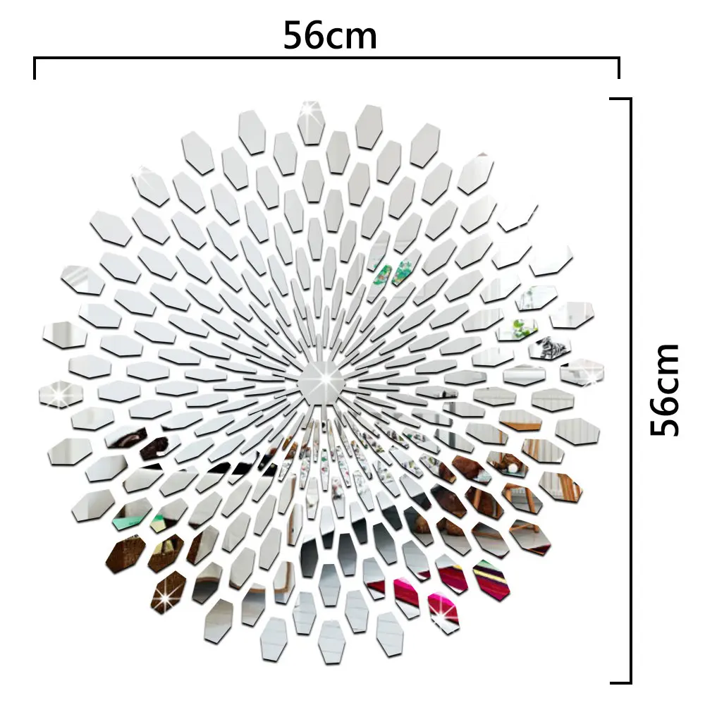 Зеркальные настенные наклейки, круглые акриловые настенные наклейки в виде подсолнуха, декоративные зеркальные настенные наклейки, сделай сам, домашний декор для спальни, гостиной