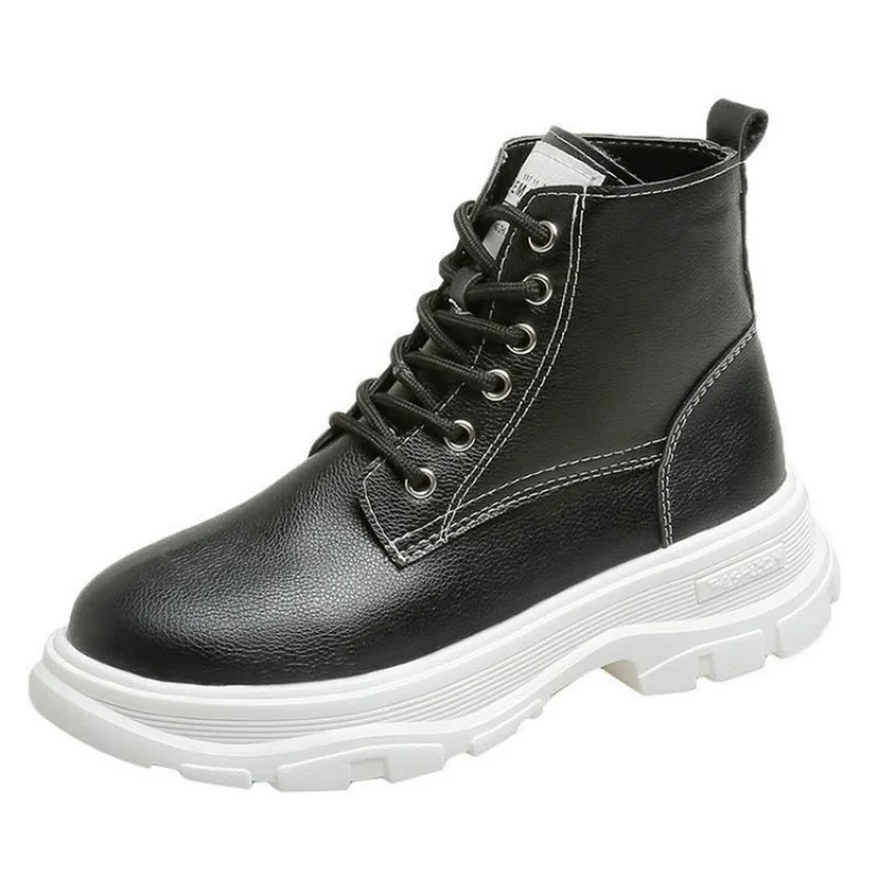 

freeshipping 2019 Winter Fashionable Wild Comfortable Trend Low Heel Martin Boots Short Boots Pure Color Casual Warmth