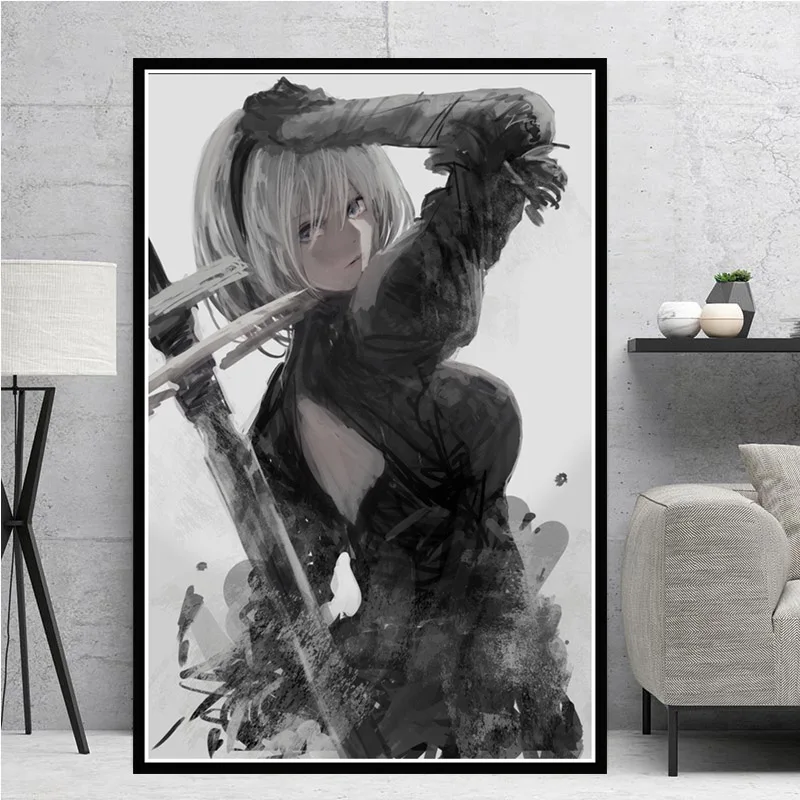Плакаты с принтом домашний Декор живопись на холсте NieR Automata Настенная картина