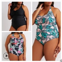 Сексуальный цельный купальник женский Принт винтажные костюмы для купания Пляжный Купальник одежда Купальник Плюс Размер XL-4XL