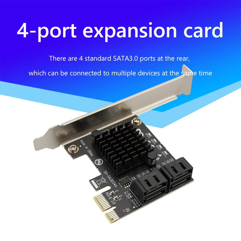 Adaptador PCIe a 4 puertos SATA 3 III 3,0 6 gbps SSD PCI-e PCI Express x1, tarjeta de expansión compatible con x4 x6 x8 x16