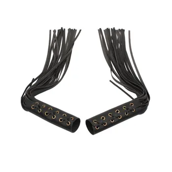 

7/8 Inch Motorcycle Universal Grips Lever Cover Leather Fringed Hand Grip Handlebar Grips Vintage Black