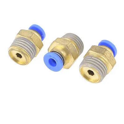 

3 Pcs 4mm Hole Pneumatic Tube Push in Quick Connect Fitting 1/4"PT Male Thread