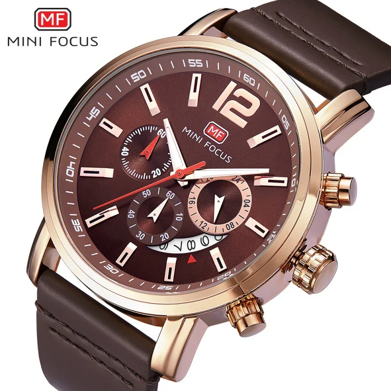 

Mini FOCUS New Style Sports MEN'S Watch Calendar Night Light Waterproof Three Chronograph Quartz Watch 0086G