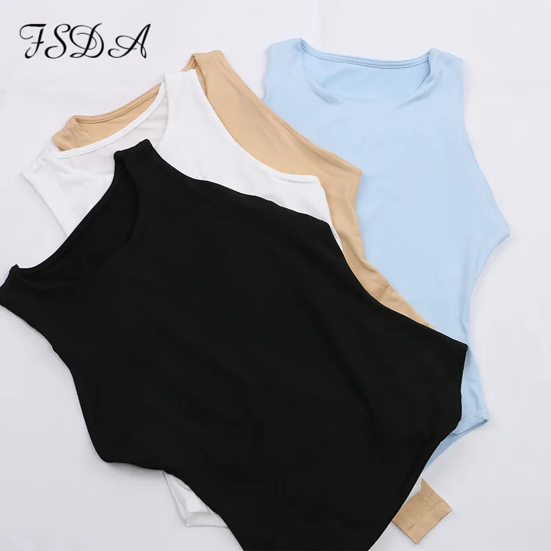 FSDA O Neck Summer Sleeveless Sexy Bodysuit Women 2020 Off Shoulder Body Tops Streetwear Casual White Bodysuits