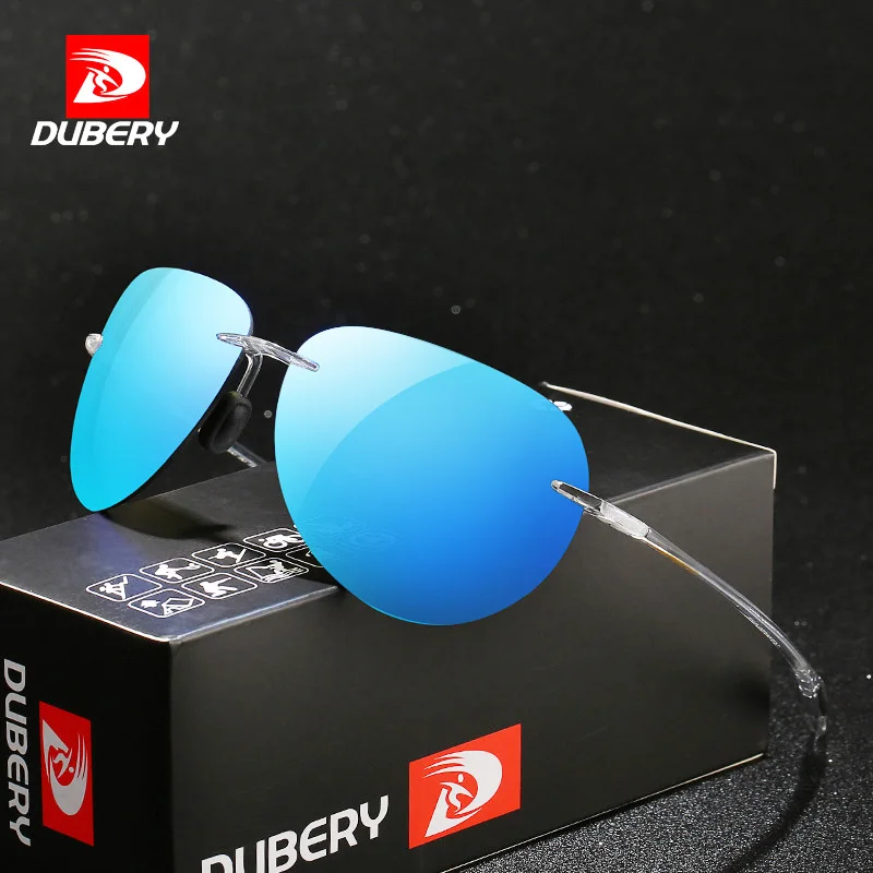 DUBERY Ultralight Rimless Sunglasses Men Crazy Colors Mirror Driving Sun Glasses Male UV Protection PC Lens Oculos de sol|Men