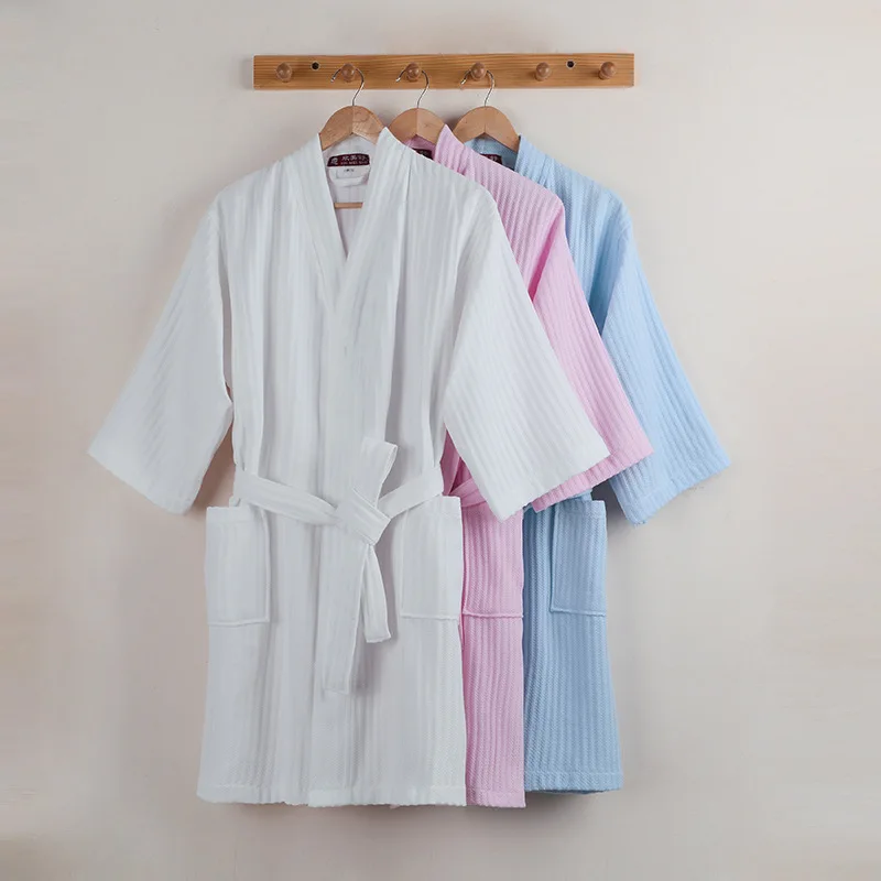 Lovers Summer Bath Towel Suck Water Kimono Robe Men Sexy Waffle Bathrobe Womens Dressing Gown Male Lounge Robes Good life | Дом и сад