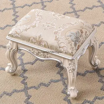

European-style Luxury Stool For Shoes, Stools, Cloth, Square, Low Bench, Household Bench, Sitting Room, Tea Table And Stool