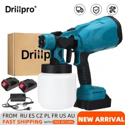 Pulverizador portátil da pintura do controle de fluxo para a bateria de makita 18v pistola elétrica sem fio de drillpro 800ml com bateria de lítio íon
