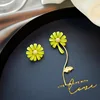 Korean Cute Vintage Flower Enamel Glaze Stud Earrings For Women Fashion Asymmetric Daisy Boucle d'oreille Brincos Jewelry Gifts ► Photo 3/6
