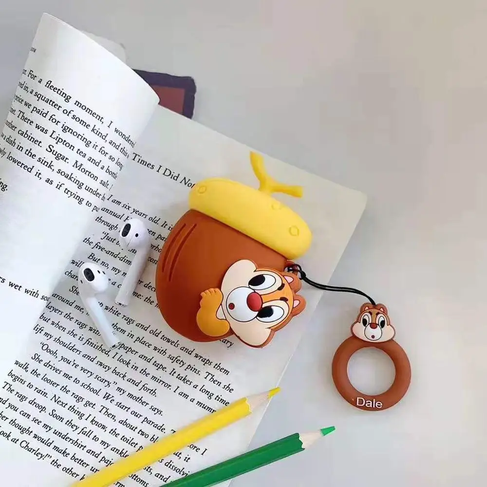 Super cute 3D Stitch cartoon silicone protection ring lanyard Wireless Earphone Charging case for AirPods 1 2 Bluetooth cover