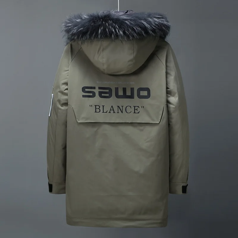 Down jacket men's long coat thickened extreme winter coat big fur collar 2021 new winter coat trend brand fashion hooded warm