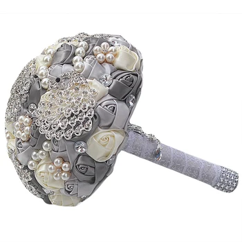 

Elegant Wedding Bouquets Stunning Pearls Beaded Stitch Bridal Wedding Bouquet Artificial Wedding Bouquets Flower