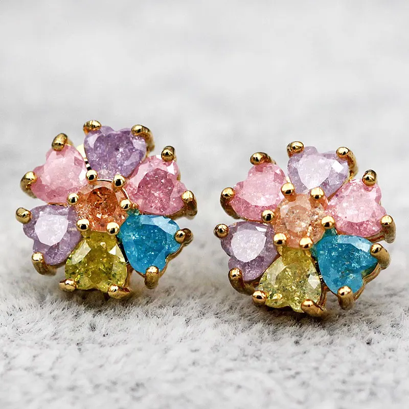 

Luxury Trendy Women Earrings Bohe Vocation Flower Earrings Multiple Mix Color Stud Earrings Indian Jewelry OBS1298