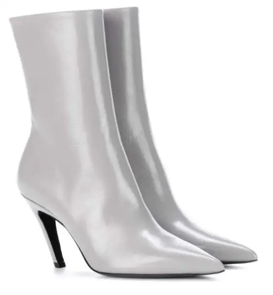 as picture Модные ботильоны; Новинка; дизайнерские женские ботинки; Botas Mujer; Брендовая обувь; sapato feminino; Новая женская обувь на странном каблуке; короткие кожаные ботинки - Цвет: as picture