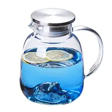 Decorated-Lid Mountain-Kettle Cold-Ice-Water-Tea-Pot Glass with Infuser Borosilicate-Glass