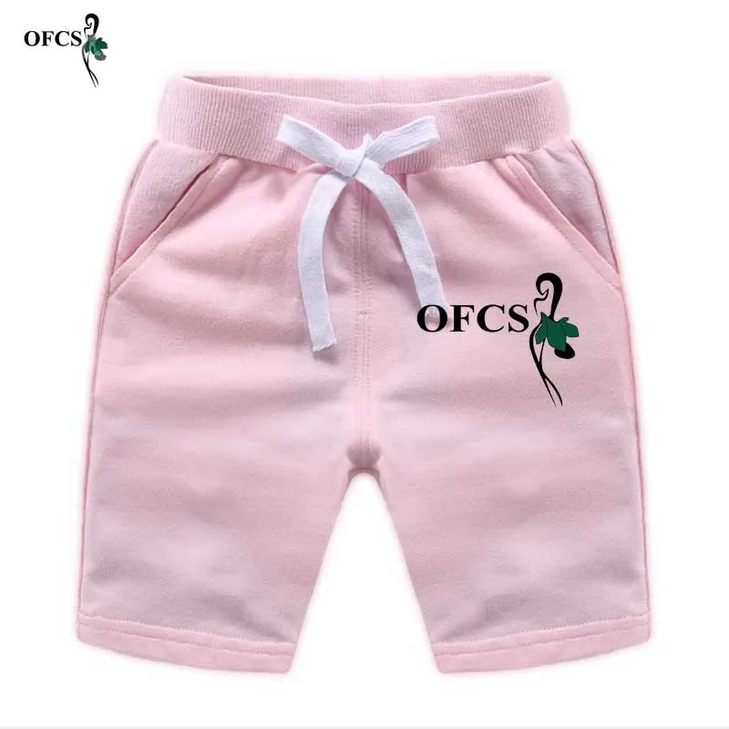 Оптом! Ofcs/Детские шорты; хлопковые спортивные шорты для активного отдыха; модные шорты для мальчиков и девочек; Мягкие короткие брюки со средней талией - Цвет: Pink