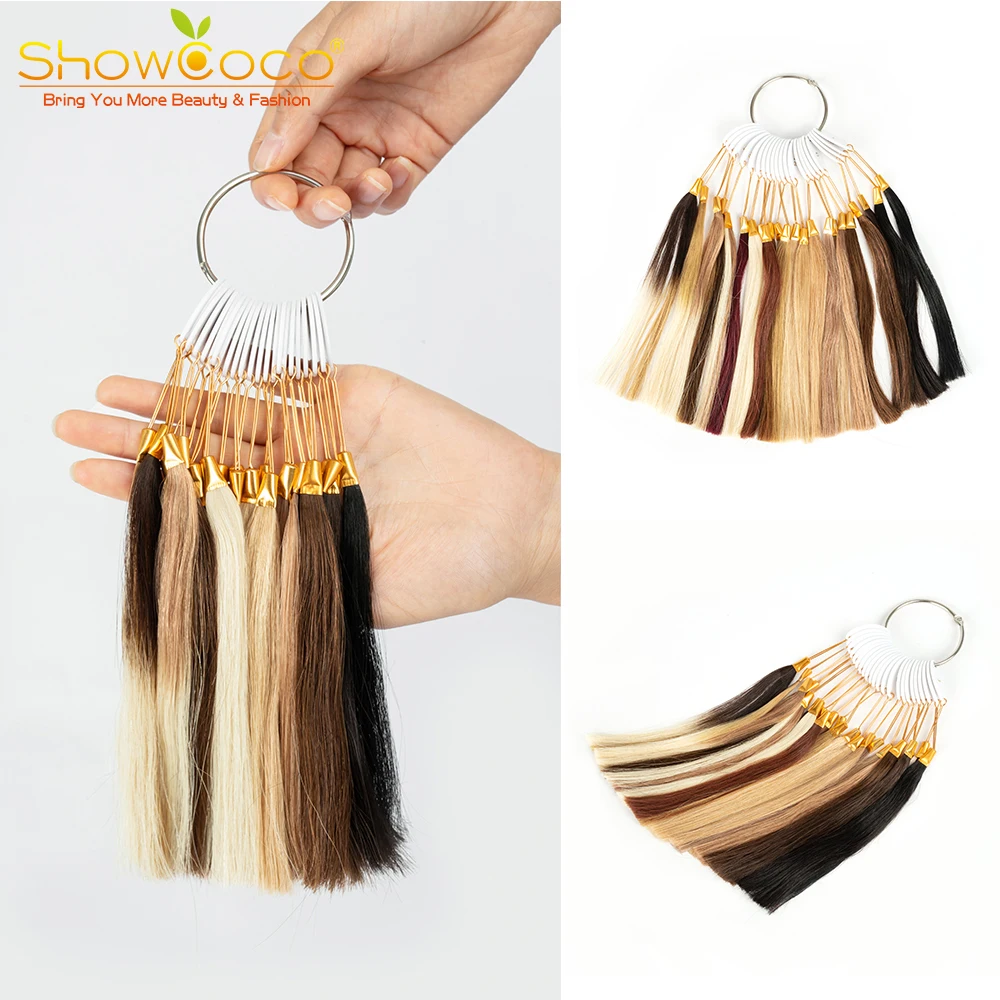 ShowCoco Color Rings Chart Virgin Remy Coloring Hair For Human Hair Extensions And Salon Dyeing Sample Chart Swatches Rings