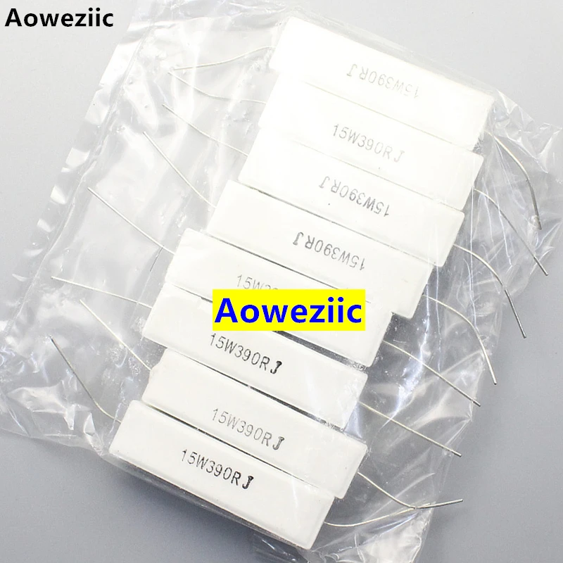 10Pcs 15W390RJ 15W390ΩJ RX27 Horizontal cement resistor 15W 390 ohm Ω 15W390R Ceramic Resistance precision 5% Power resistance |