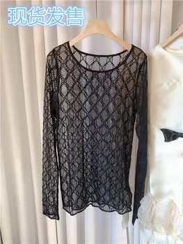 

Black See Through Sexy Woman Top Blouse for Summer and Early Autumn Woman Clothes Designer Luxury Fashion 2020