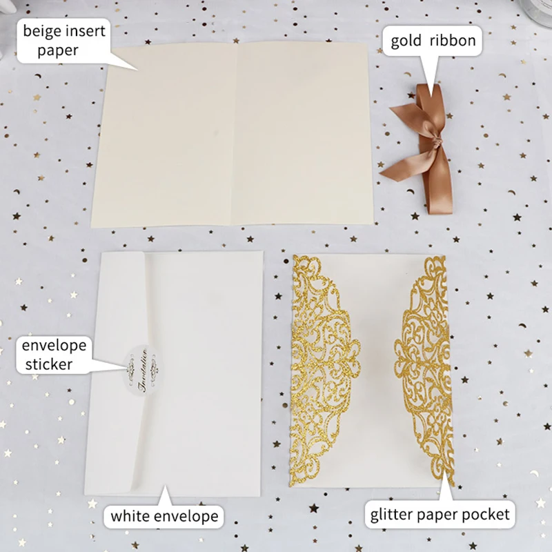 金色外卡配金色丝带