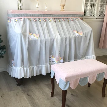 

Piano cover dust cloth half package full package Blue Pink steel piano protective cover piano stool cover custom decoration