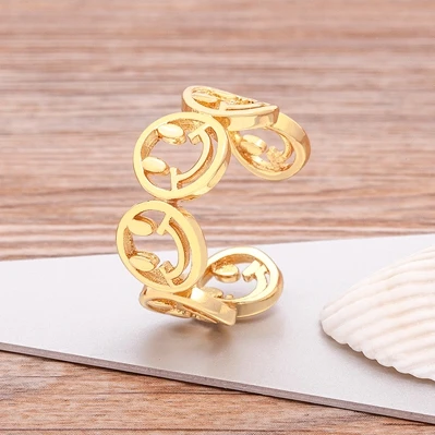 Quality Cubic Zirconia Crystal Heart Rings For Women Fashion Design Statement Gold Color 10 Styles Adjustable Jewelry Gift