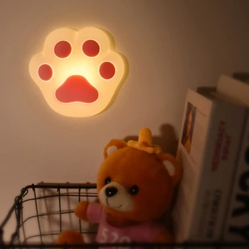

USB Charging Cat Claw Cute Adjustable Brightness Night Light Flexible Pattting Animal Paw Bedside Bedroom Magnetic Silicone Led