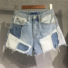 European Trend Summer Women New Spliced Colour Jeans Shorts Women's Loose Broad-legged Hot Pants Student Streetwear Nancylim European Trend Summer Women New Spliced Colour Jeans Shorts Women's Loose Broad-legged Hot Pants Student Streetwear Nancylim