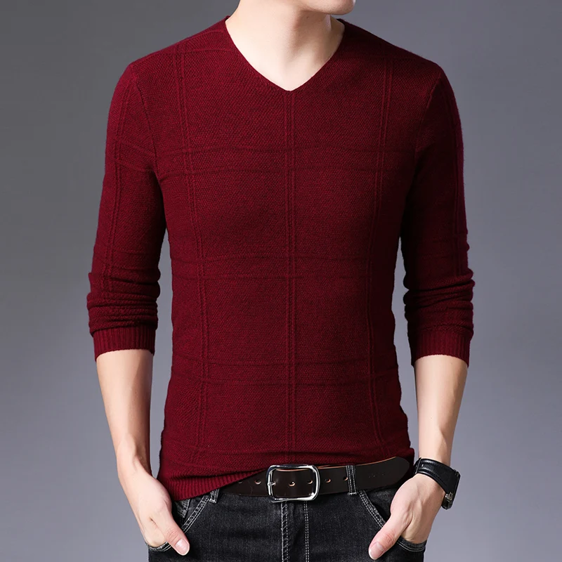 2019 New Fashion Brand Sweater Mens Pullover Pure color Slim Fit Jumpers Knitred Woolen Autumn Korean Style Casual Men Clothes