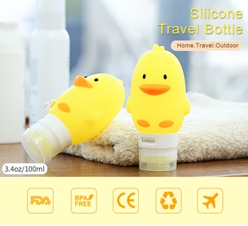 

100/90/80/60ml Portable Refillable Bottles Cartoon Animal Monster Empty Squeeze Bottles Silicone Cosmetics Container Travel