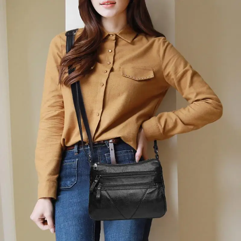 

Multi-Pocket Fashion Women Shoulder Crossbody Bags PU Leather Casual Messenger Handbag for Traveling Shopping Decoration
