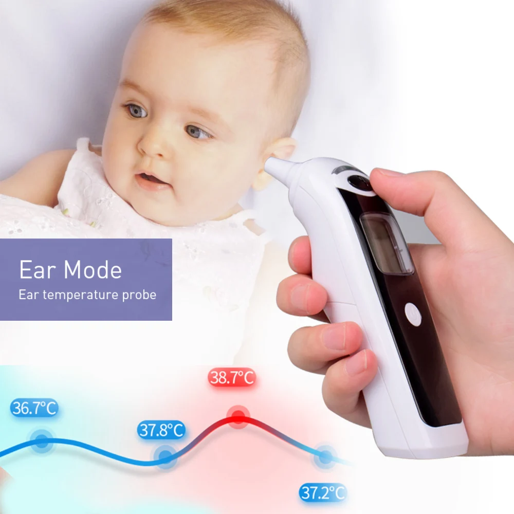 

Infant and adult non-contact liquid crystal thermometer digital infrared portable ear temperature gun for forehead and ear