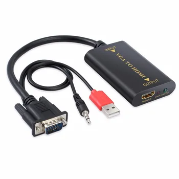 

Plug and play VGA To HDMI Output 1080P HD Audio Video Cable VGA2HDMI Converter Adapter For TV AV HDTV PC Display Adapter