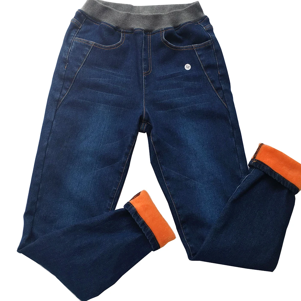 

Women's Skinny Jeans Winter Denim Pull on High Waist Fleece Lined With Pockets Plus Size full Length Soft Pants