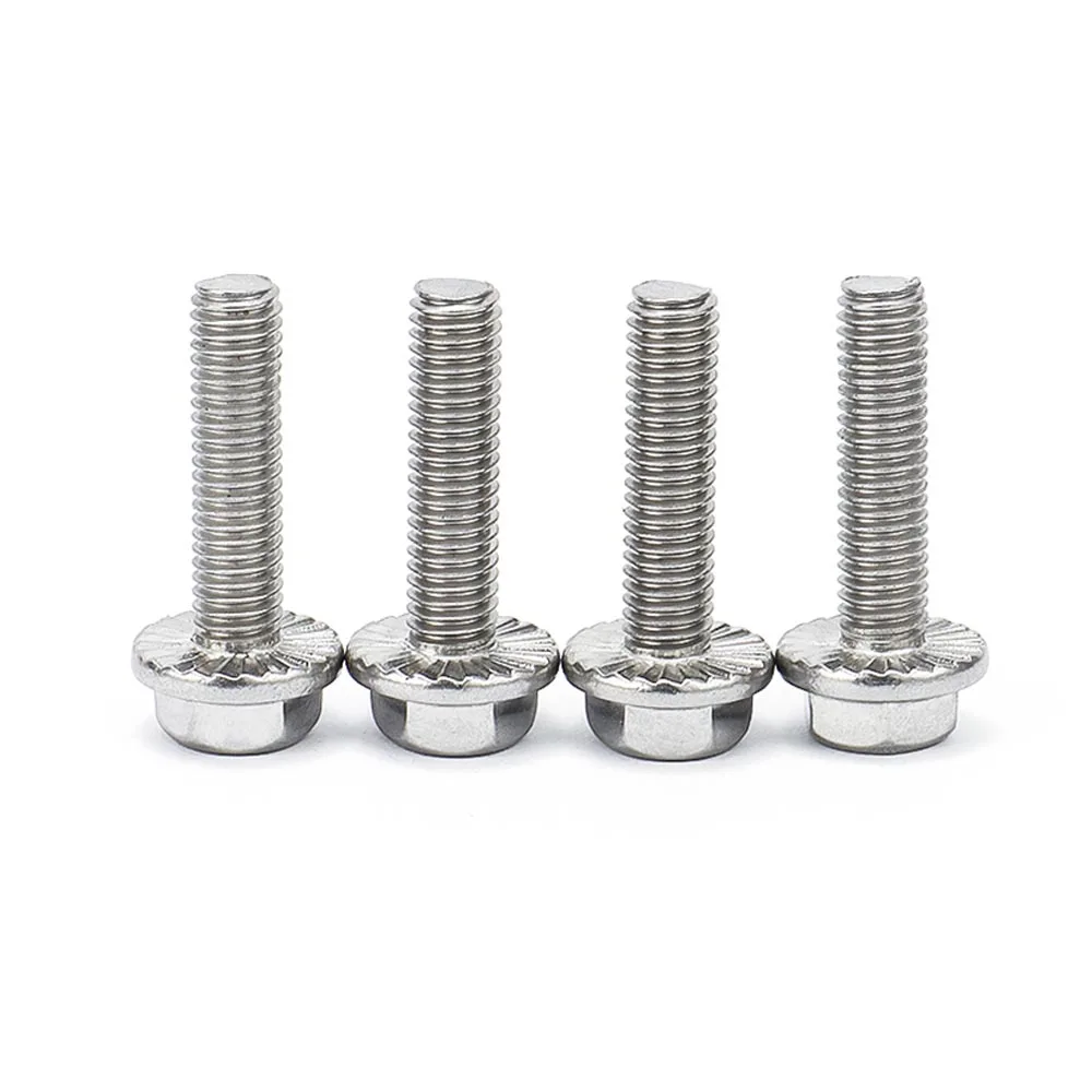 1/10pcs A2-70 304 Stainless Steel GB5787 Hexagon Head with Serrated Flange Cap Screw M5 M6 M8 M10 M12 Hex Washer Head Bolt