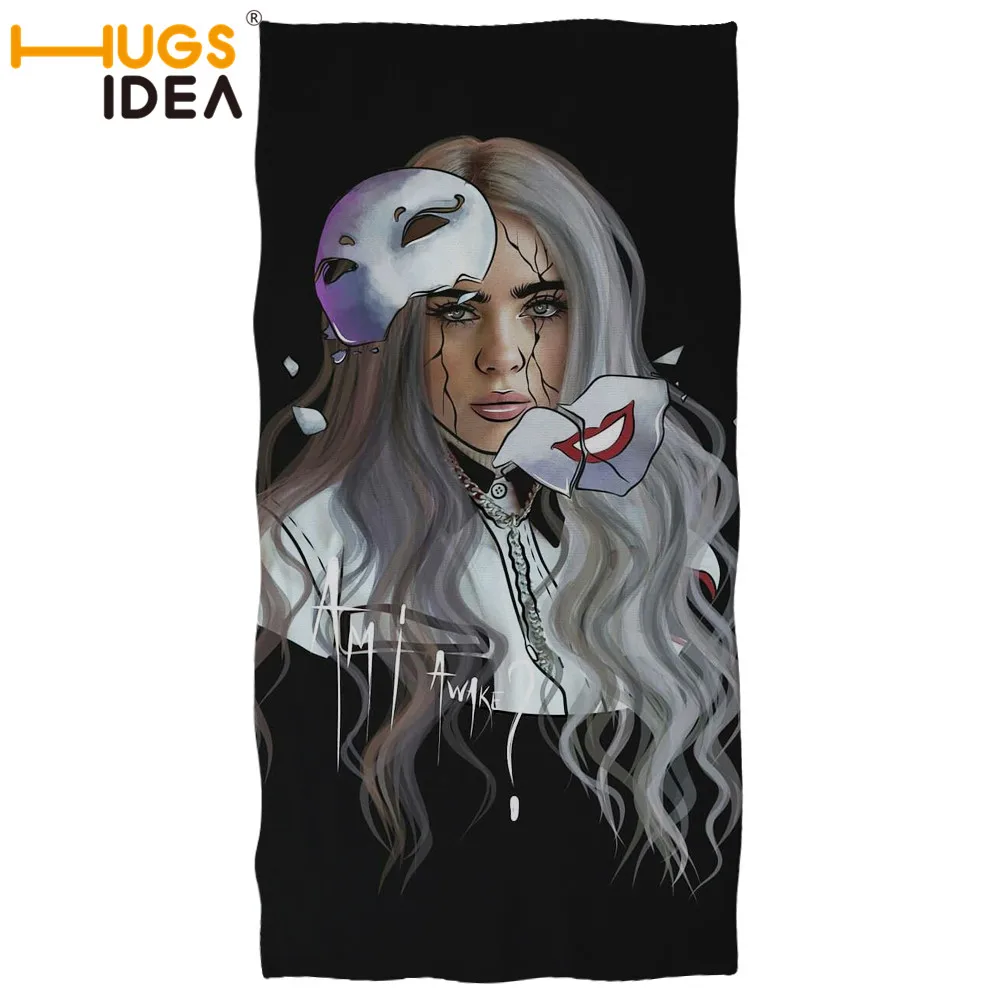 HUGSIDEA банное пляжное полотенце для взрослых с принтом Billie Eilish, быстросохнущее полотенце для лица, впитывающие купальники, полотенце для душа s - Цвет: YY2547