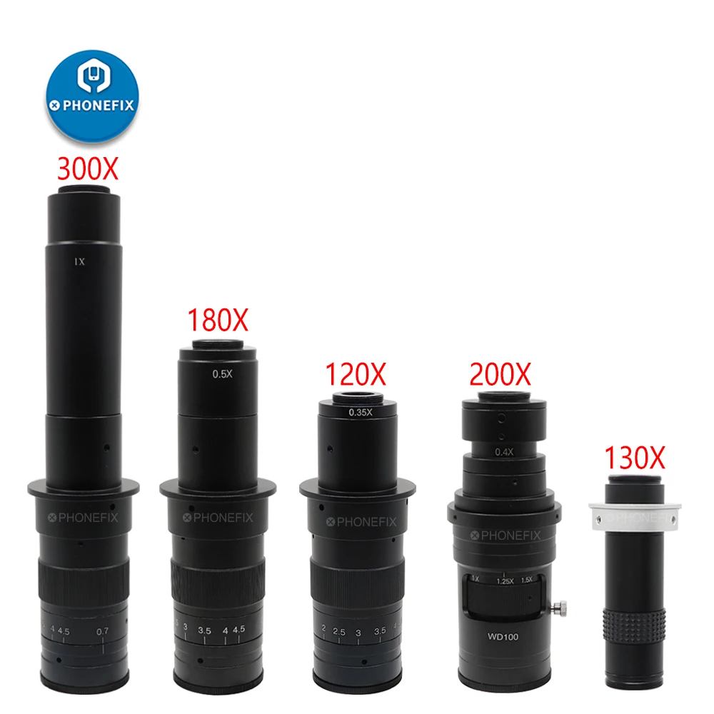 

120X 180X 300X Adjustable Zoom C mount Lens Magnification 25mm For HDMI USB Industry Video Microscope Camera PCB SMD Soldering