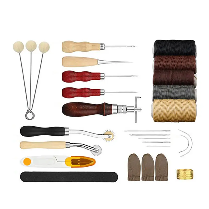 

Professional 28Pcs Leather Craft Tools Kit Hand Sewing Stitching Punch Carving Work Saddle Groover Set Accessories DIY tools