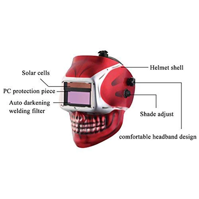 

Solar Auto Welding Mask /Welding Helmet/Welder Cap/Goggle Face Mask for Tig Mig Mma Mag Welding Equipment( Red Skull )