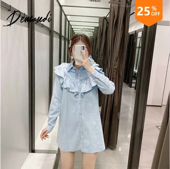 

Demandi 2020 spring and summer new European and American women's fashion wild wild thin shirt denim