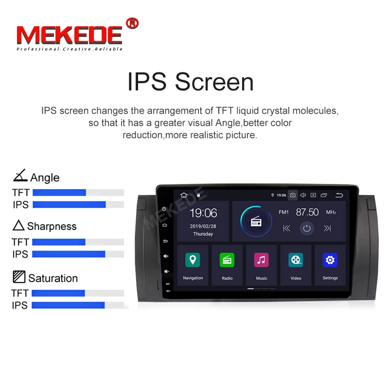 Clearance MEKEDE 4+64g 9" Android 9.0 HD 1024*600 Screen 1 DIN Car DVD GPS Radio Stereo For BMW/E53 E39 X5 wifi GPS USB AUDIO 3