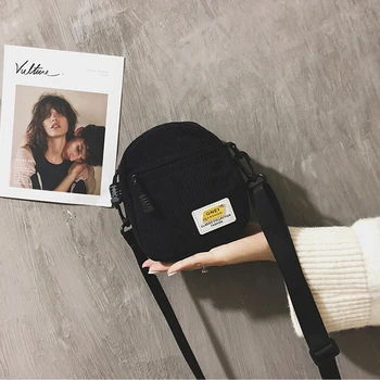 

2020 New Mini Canvas Shoulder Bag Small Corduroy Cloth Messenger Bag Phone Keys Pink Cross Bags Cute Zipper Purse Girls Wallet