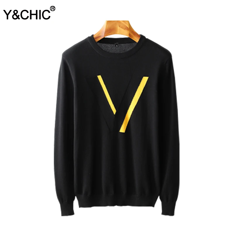 Y&ampCHIC весенний и осенний мужской свитер с v-образным вырезом длинными рукавами