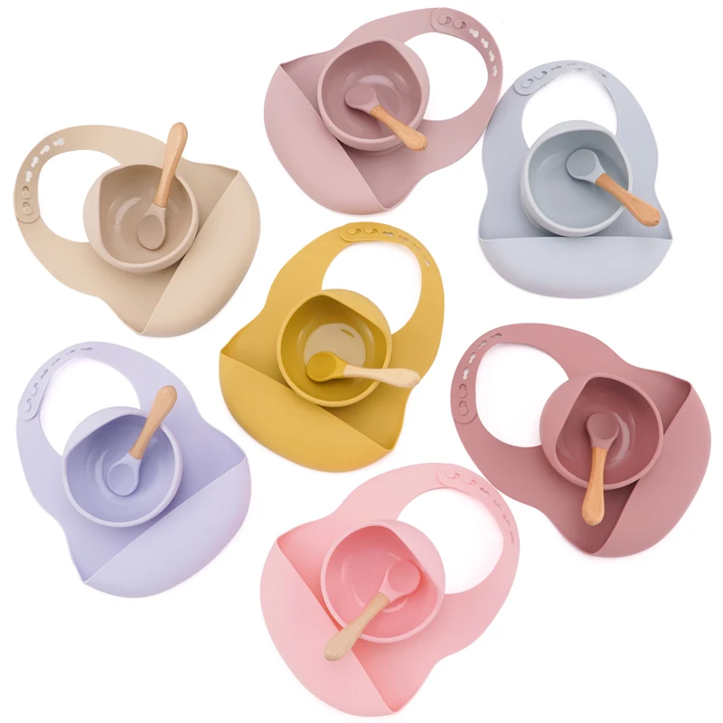 25 Colors High Quality Children's Tableware Feeding Solid Food Bowl Spoon Set Of Dishes Plates For Food Baby Stuff 6