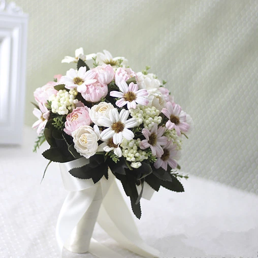 N-white pink Букет невесты Мода Высокое качество PU букет цветов из искусственного шелка Роза, Георгин искусственный цветок для свадьбы невесты сестры букет ДОМА Выходные туфли на выпускной бал Свадебные украшения - Цвет: N-white pink