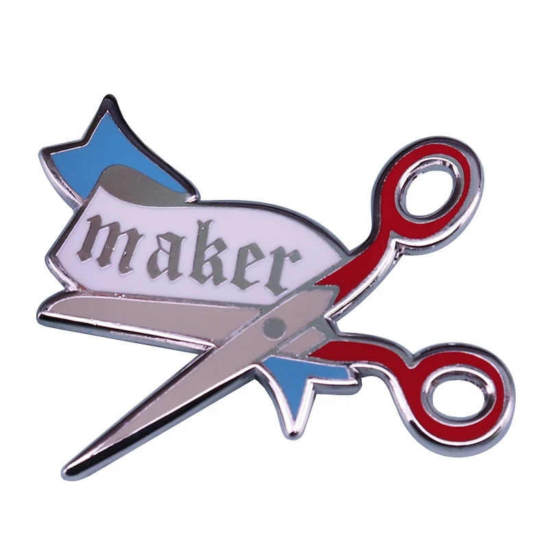 Regalo Del Distintivo Del Creatore Di Forbici Rosse Dell'Annata Per L'Aggiunta Di Stile Di Sewist Delle Maglieria Dell'Artista