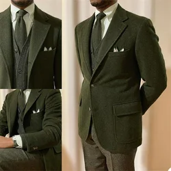 1 Pieces Men Suits Wool Blazer Costumes Hommes Custom Made Formal Wedding Tuexdos Prom Party Jacket Male Coat