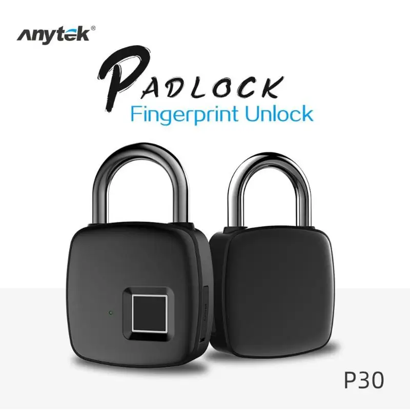 Anytek P30 Умный Замок без ключа с отпечатком пальца, водонепроницаемый замок с защитой от кражи, USB Перезаряжаемый замок для двери багажа, чемодана