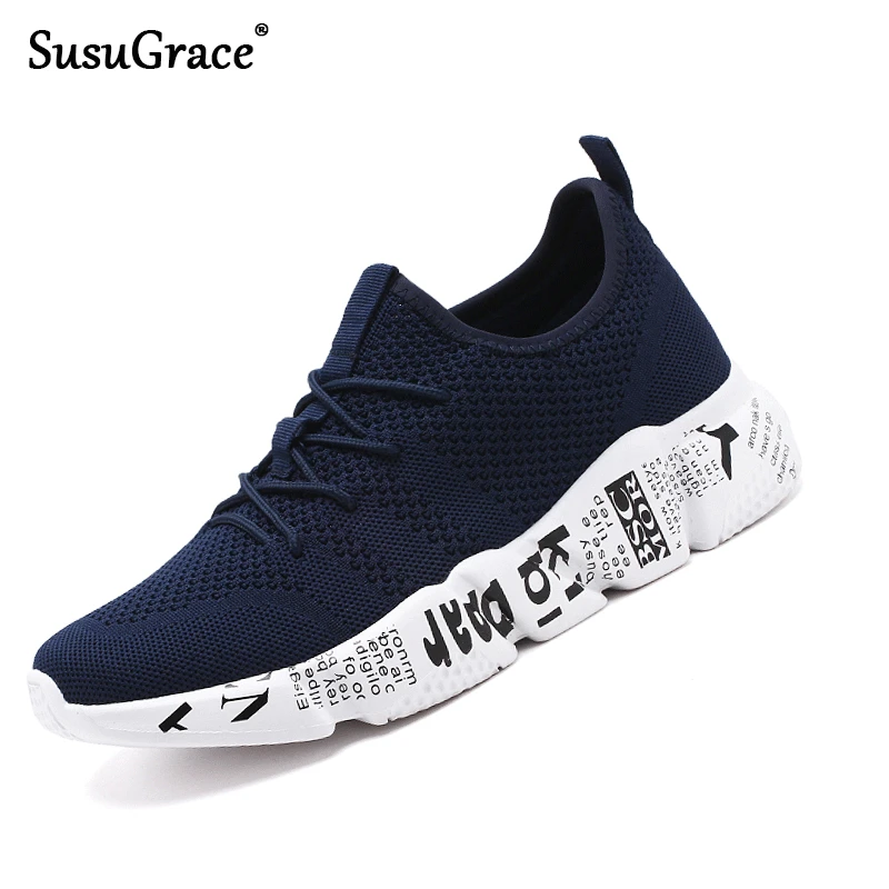 SusuGrace мужские кроссовки 2020 новые дышащие на шнуровке сетчатые туфли модные